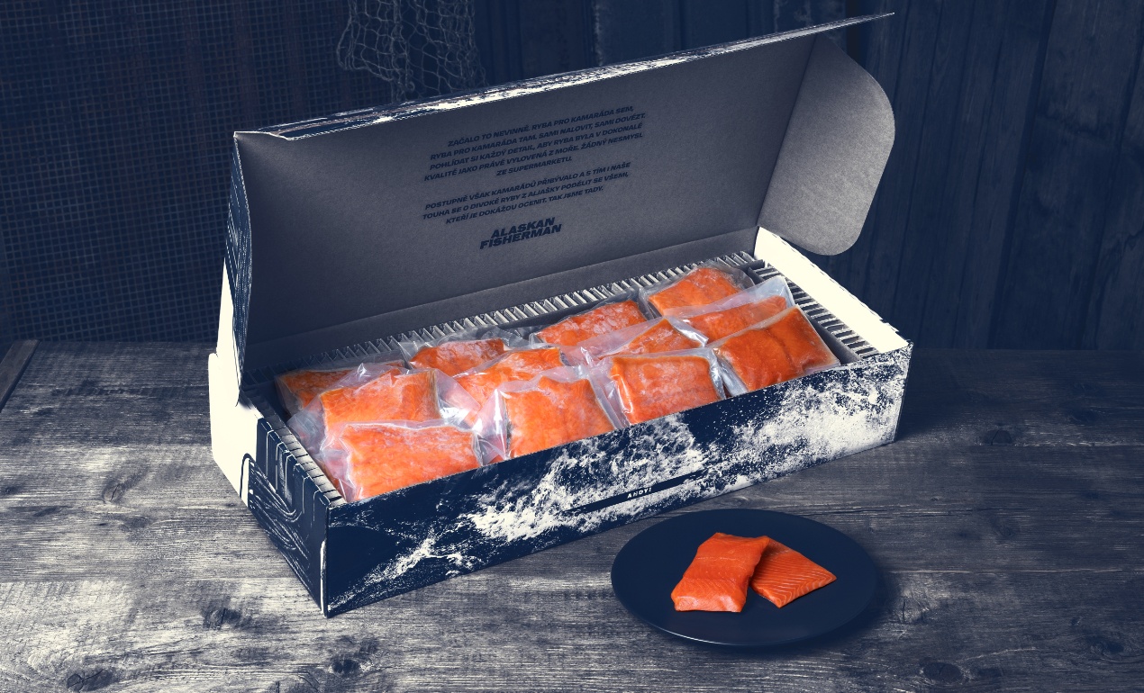 A big box of vacuum sealed portions of wild sockeye salmon